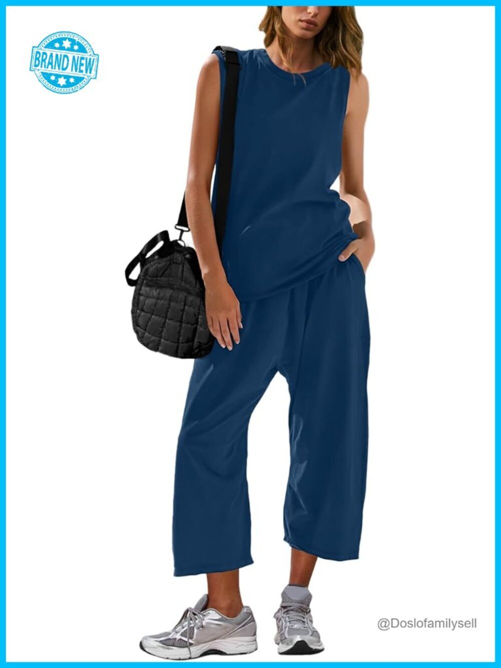 2 Piece Tank Top Capri Pants Casual Travel Lounge Set Summer Outfits
